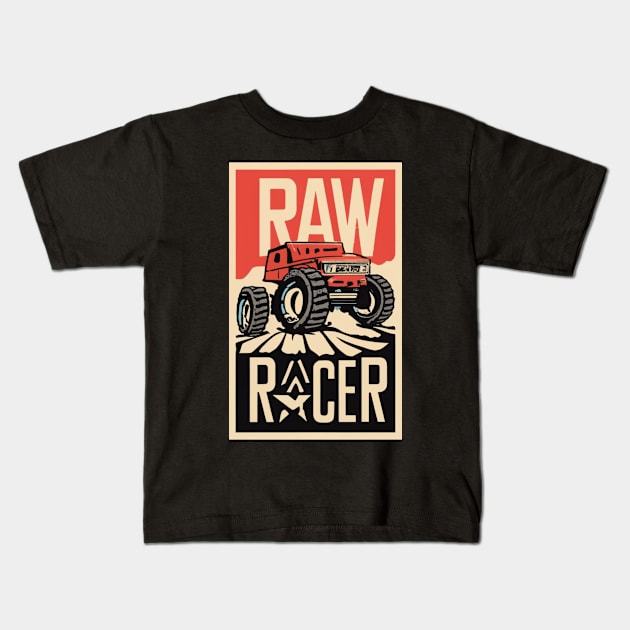 Raw Racer Desert Racing Car Kids T-Shirt by Abeer Ahmad